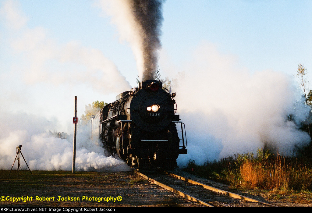 SEQUENCE SHOT #3--1225 steam train heads north on Lake State Railway!!!! 
